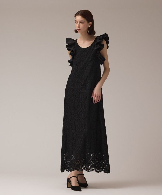 GRACE CONTINENTAL フリルレースワンピース ブラック