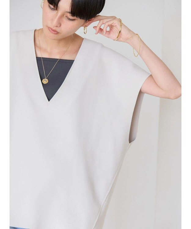 AMERICAN HOLIC クレープジョーゼットＶネックベスト Light Gray