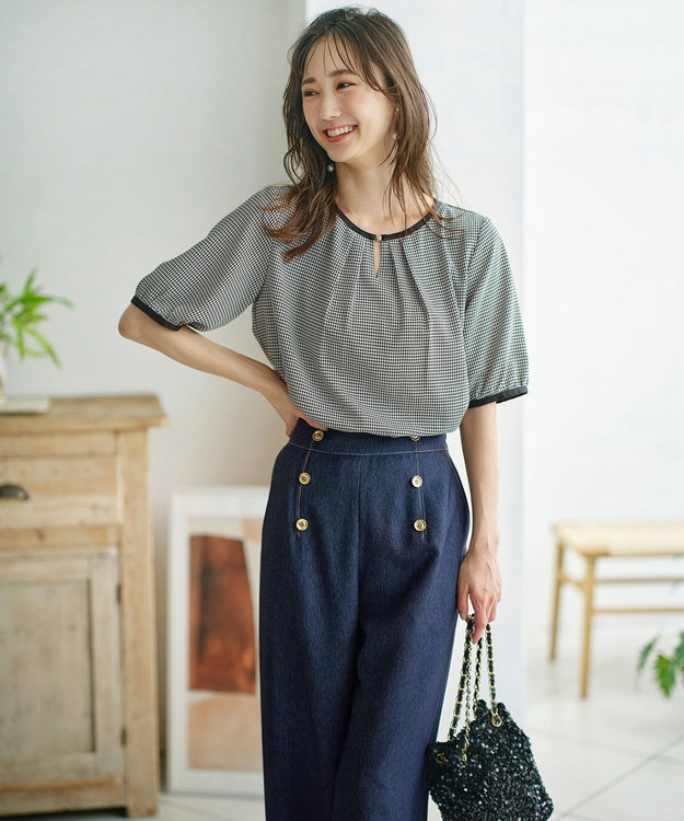 極美品✨ADORE タックスリーブブラウス ブラック 綿100% 日本製 洗える STUDIOUS】タックスリーブクロップドシャツ〈洗える〉（シャツ