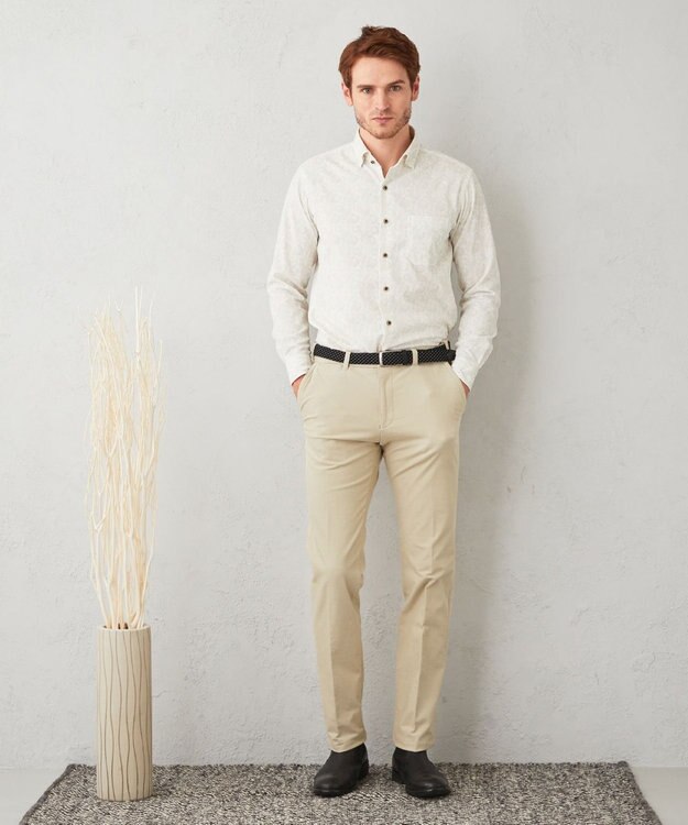 JOSEPH ABBOUD 【ソフトな着心地】ペイズリー柄 コーデュロイシャツ ホワイト系6