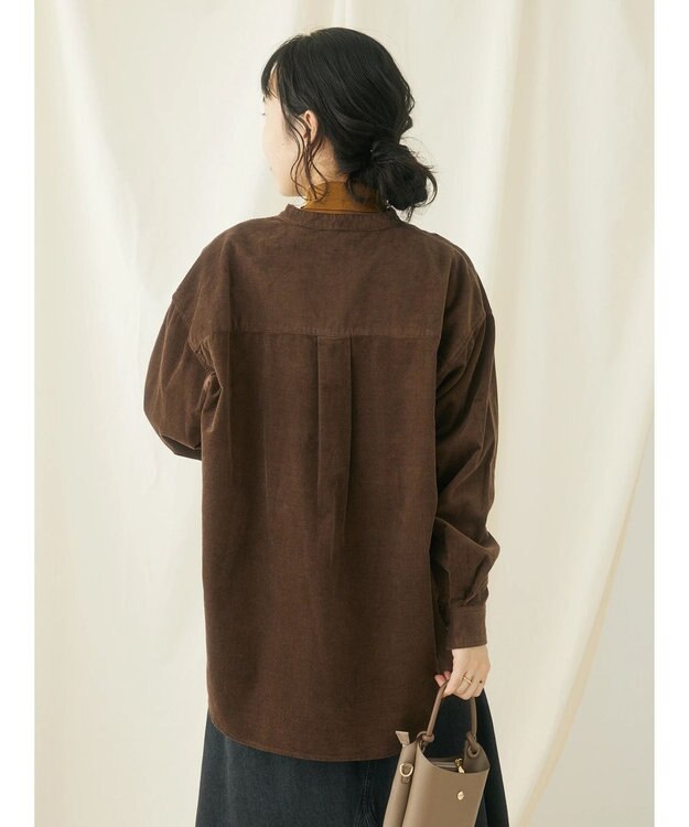 CRAFT STANDARD BOUTIQUE コーデュロイバンドカラーシャツ Brown