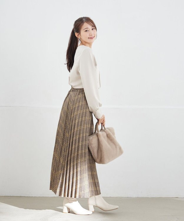 Tiaclasse 【安田美沙子さん着用】チェックプリーツスカート イエロー