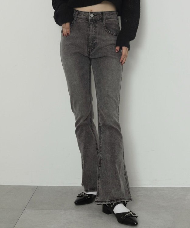 WEGO ストレッチフレアデニムパンツ ブラック