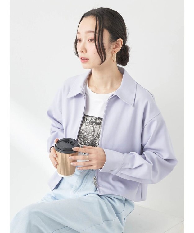 earth music&ecology ジップショートシャツ Purple