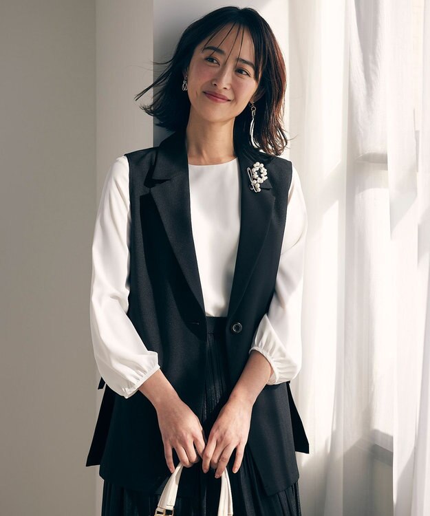 ANY SIS 【洗える】テーラード ジレ ブラック