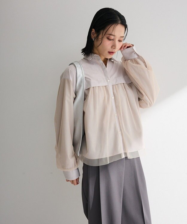 Green Parks イージーケアチュールドッキングシャツ Beige