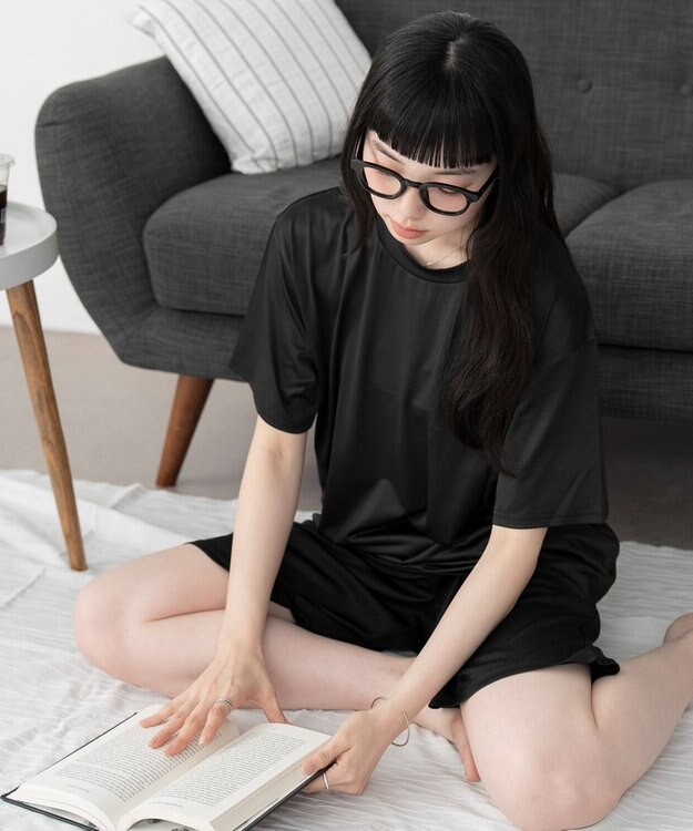 WEGO 【ユニセックス着用ITEM/MLサイズ展開】接触冷感セットアップウェア ブラック