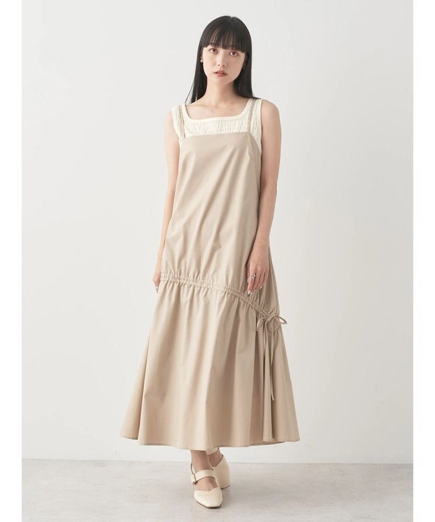 earth music&ecology ドロストデザインキャミワンピース Beige