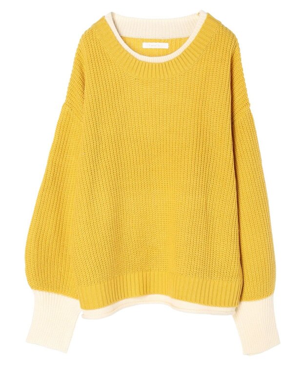 Green Parks ・Ｐｅｔｉｔ　Ｆｌｅｕｒ　レイヤード風ハイショクニット Yellow