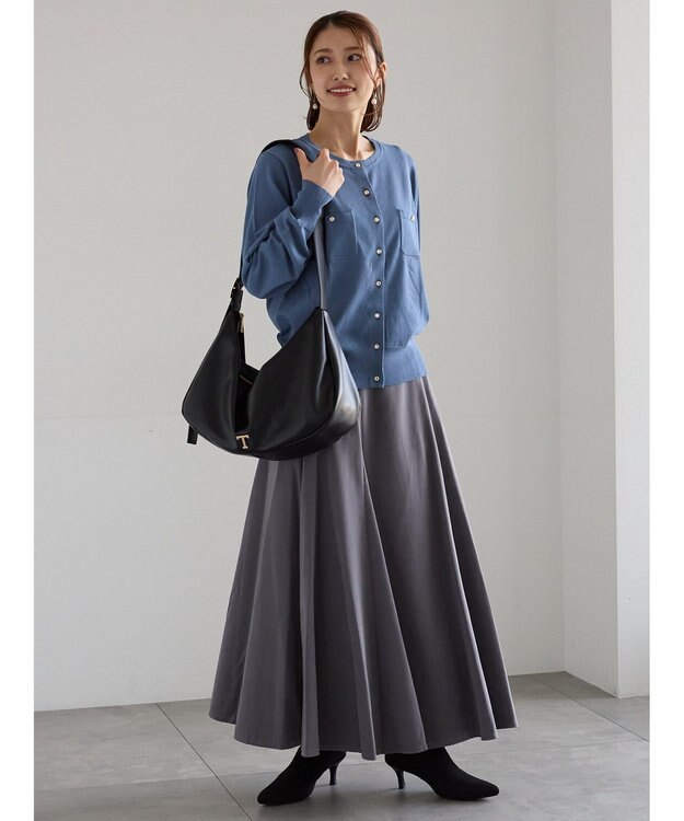 Te chichi サイドボタンピーチフレアスカート グレー