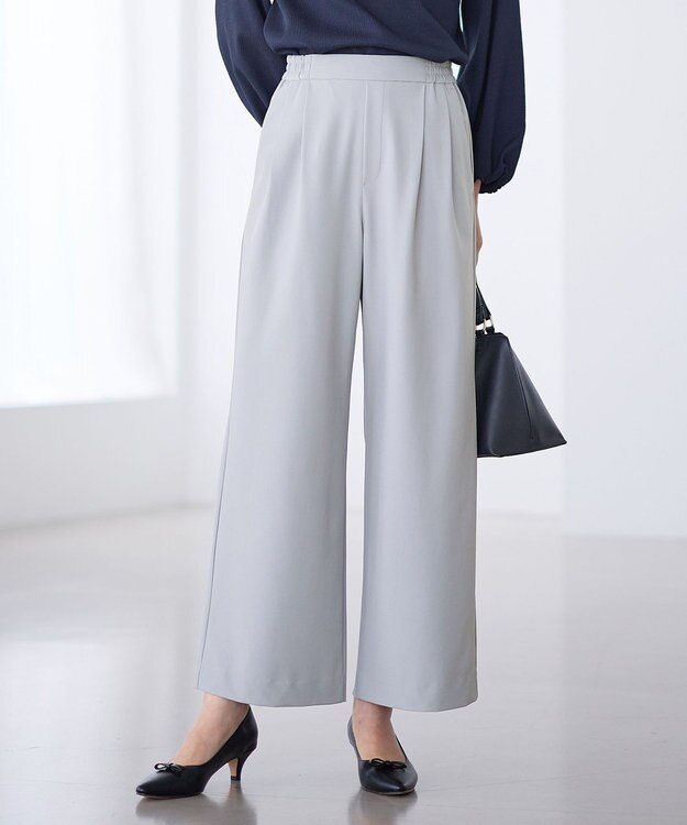 ANY イージーケアライトストレッチワイドパンツ ライトグレー