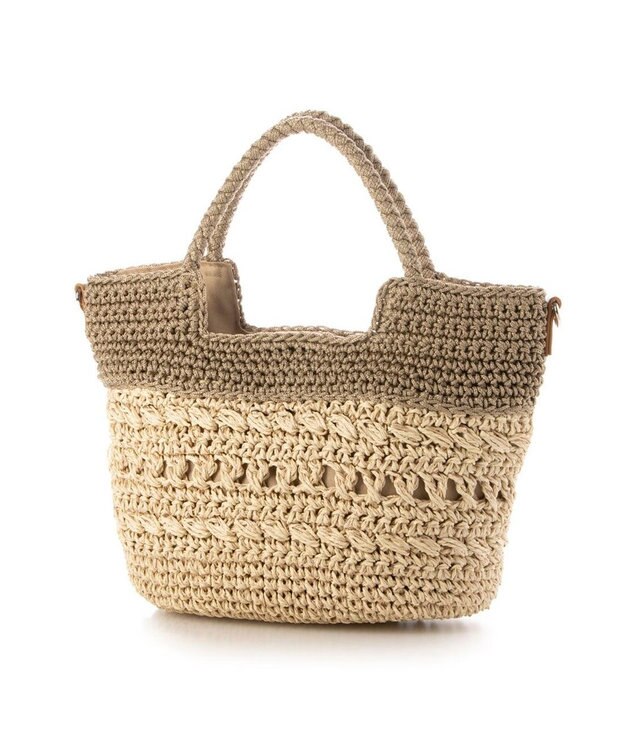 UNBILLION カシュカシュ cachecache / 切替柄編2wayミニトート ベージュ