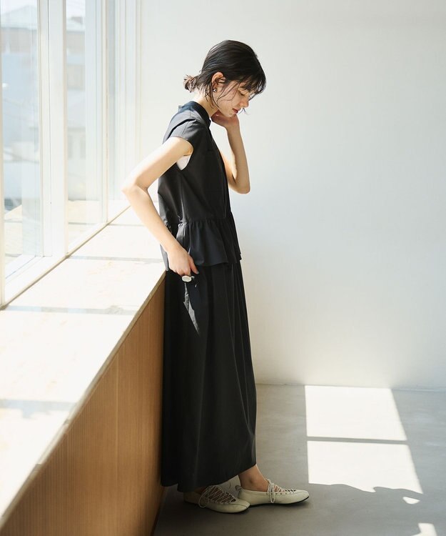 #Newans 【洗える】ラウンドフリルワンピース ブラック