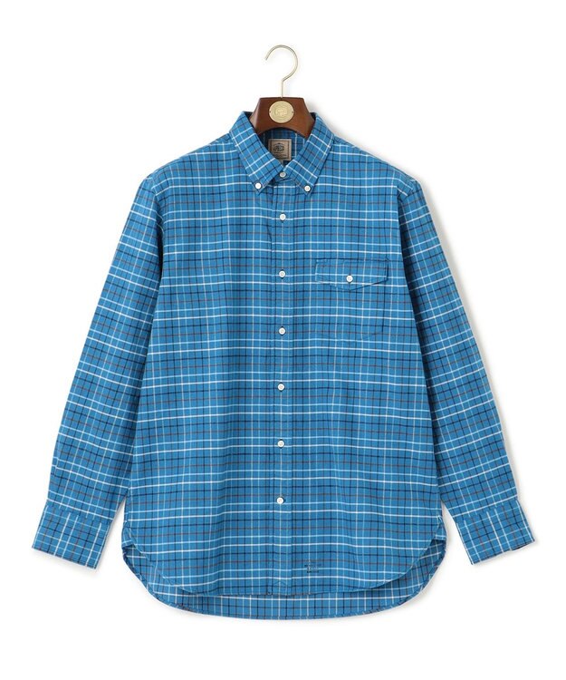 J.PRESS MEN コットンネル タッタソールシャツ/B.D ブルー系3