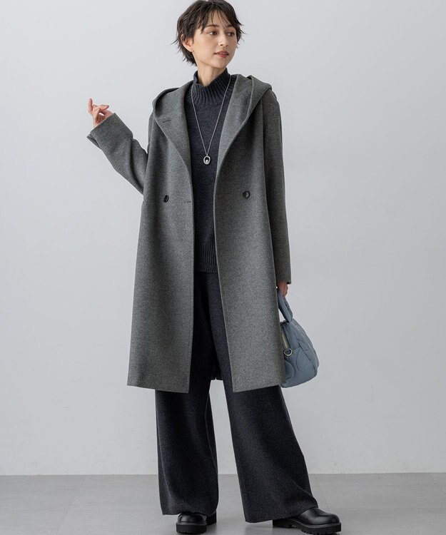 23区 ウールカシミヤビーバー フーデット コート グレー系