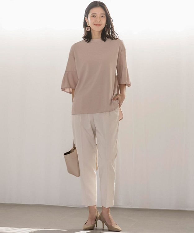 組曲 【UVケア・接触冷感】ライトアムンゼンジャージー袖フレア トップス ローズ系