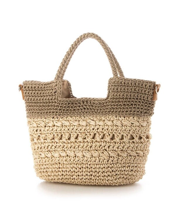 UNBILLION カシュカシュ cachecache / 切替柄編2wayミニトート ベージュ