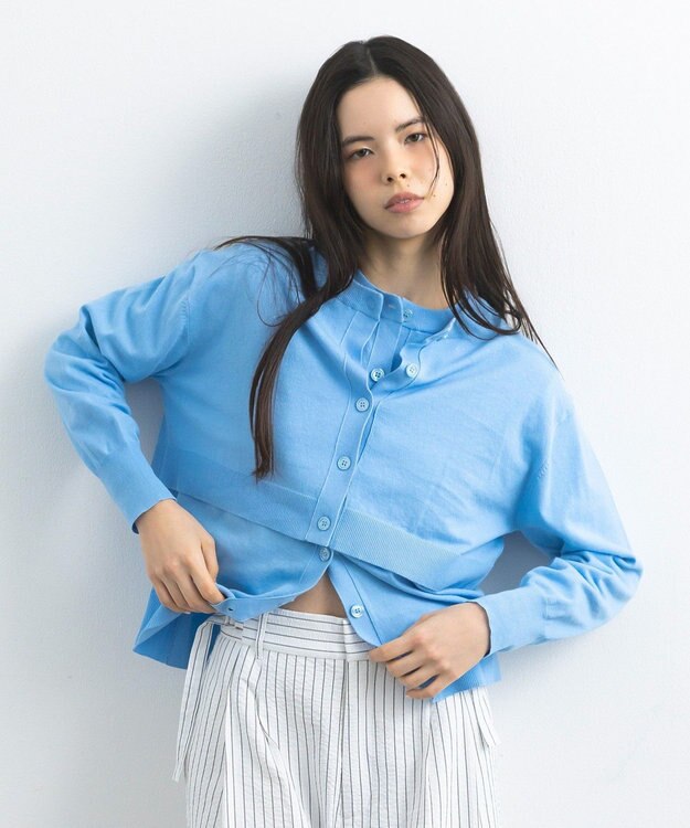 CRAFT STANDARD BOUTIQUE 選べる丈/クルーネックカーディガン Blue