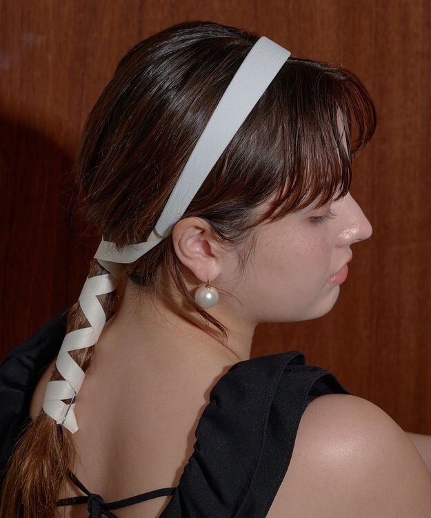 Phoebe ハングリボンカチューシャ　ホワイト ホワイト