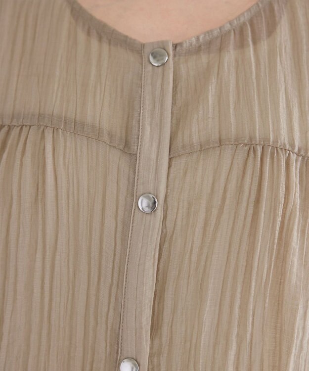 Tiaclasse 【洗える】楊柳バックフリルブルゾン ベージュ