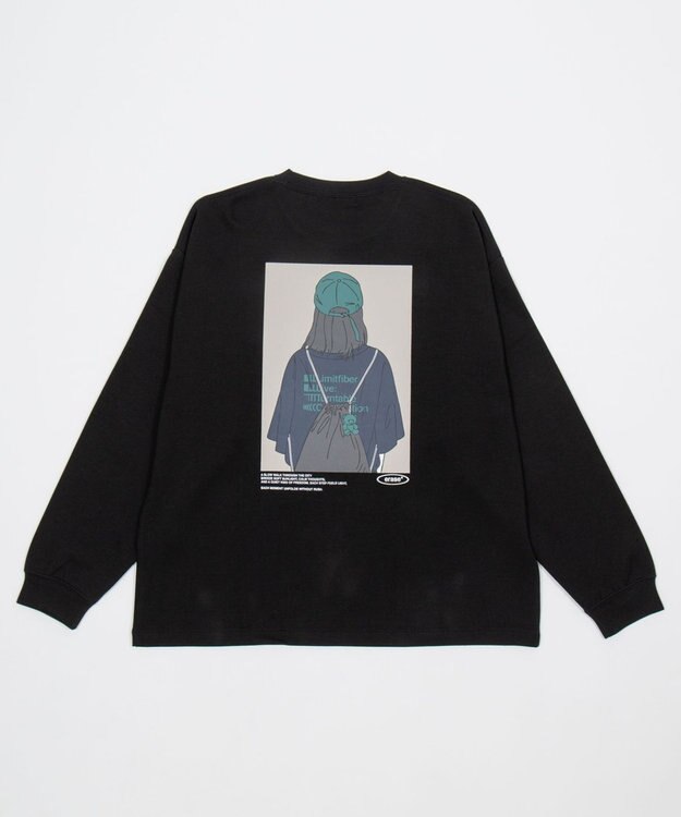 WEGO 【ユニセックス着用ITEM/MLサイズ展開】ガールプリントT（LS） ブラック