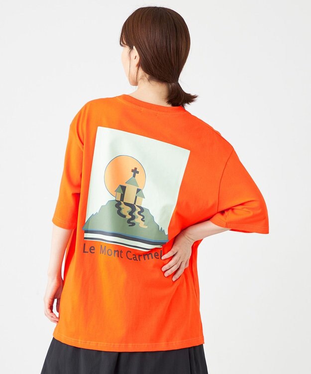 SHARE PARK LADIES 【EC限定カラーあり・UVカット・吸水速乾】カラフルロゴバックプリントＴシャツ オレンジ系