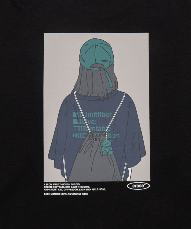 WEGO 【ユニセックス着用ITEM/MLサイズ展開】ガールプリントT（LS） ブラック