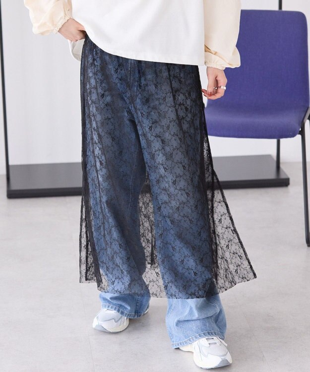 AMERICAN HOLIC サイドスリットレーススカート Black