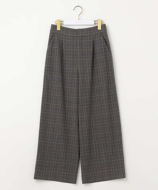 ANY SIS 【シリーズ累計7万本突破！】サーモ2WAYストレッチ ワンタック ワイドパンツ グレーグレンチェック