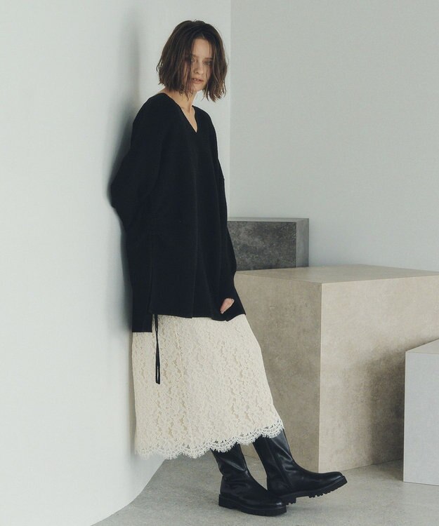 YECCA VECCA Vネックドロストデザインニット Lime Green