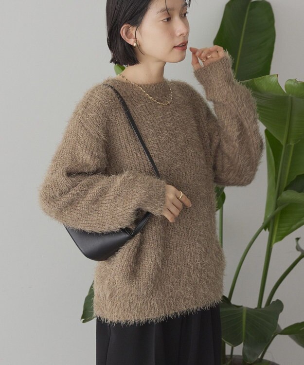 AMERICAN HOLIC 【WEB限定】フェザーゆるニットプルオーバー Mocha