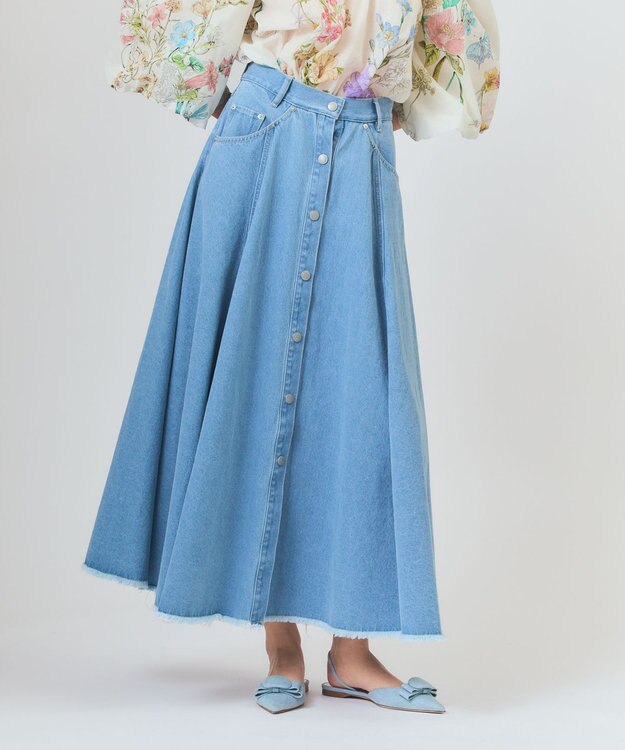 GRACE CONTINENTAL サーキュラーデニムスカート サックス