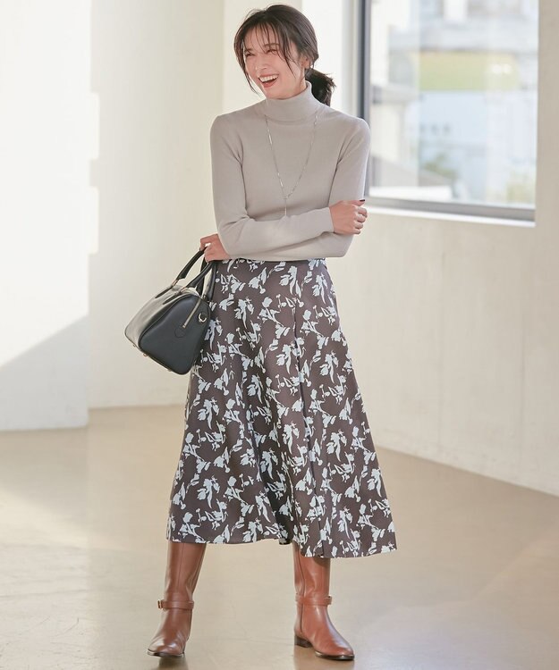 23区 【CLASSY.1月号掲載】ウーステッドウール タートルネック ニット ライトベージュ系