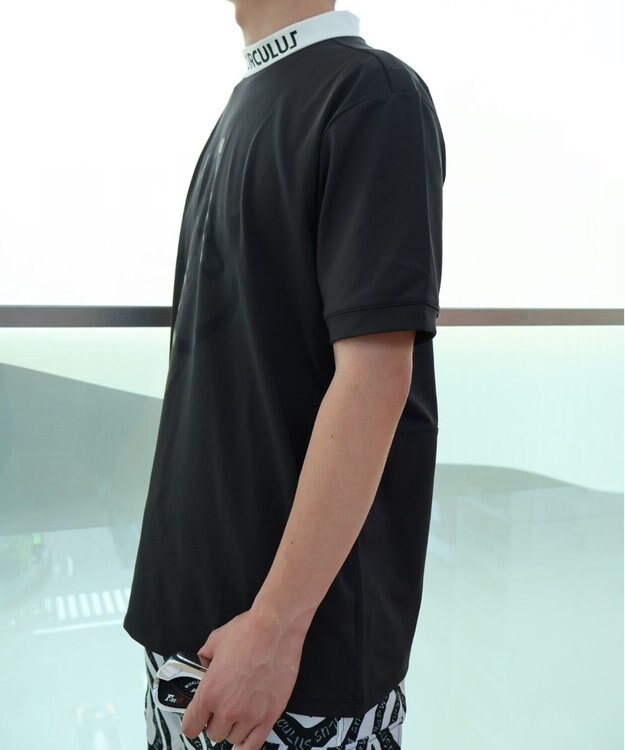 PW CIRCULUS 【UVカット / 吸水速乾 / 伸縮性抜群】【MEN】バックメッシュ切り替えモックT ブラック系
