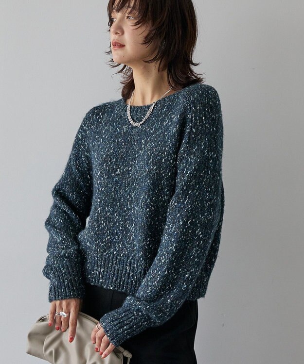 AMERICAN HOLIC ラメmixネップニットプルオーバー Navy