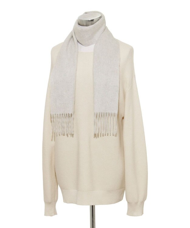 MOONBAT FURLA(フルラ）カシミヤ100％ 無地 プチマフラー ライトグレー