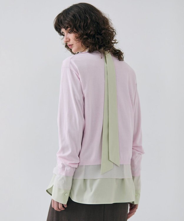 BEIGE， 【洗える】JULIE / シルク混シアーVネックカーディガン Pink