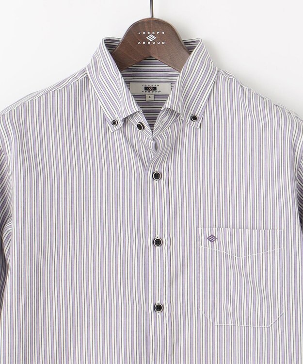 JOSEPH ABBOUD 【柔らか・光沢感】コットンビエラストライプ シャツ パープル系1