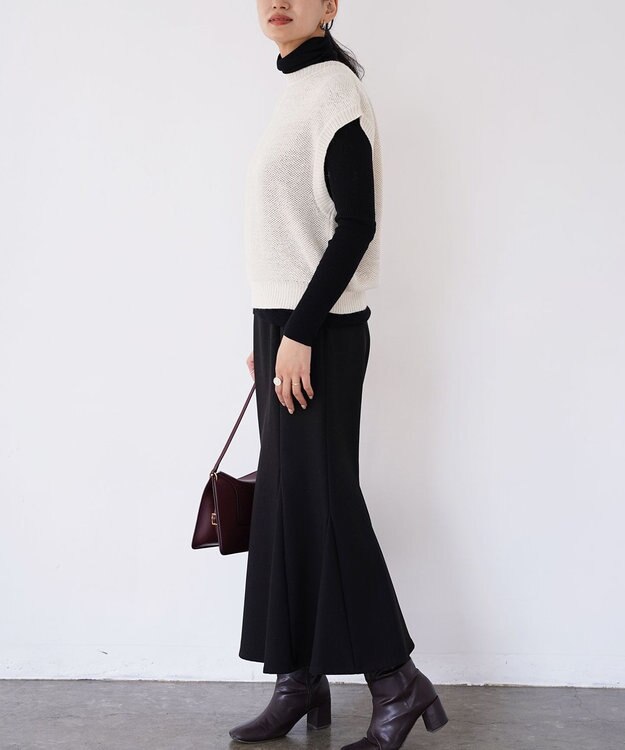 TOQUE 〈大草直子さんアドバイザー〉ベビーアルパカ×シルクハニカムニットフレンチトップス オフ