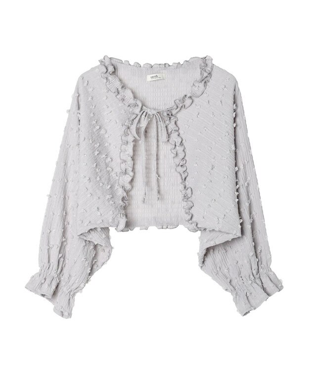 earth music&ecology ふくれジャガードボレロ Light Gray