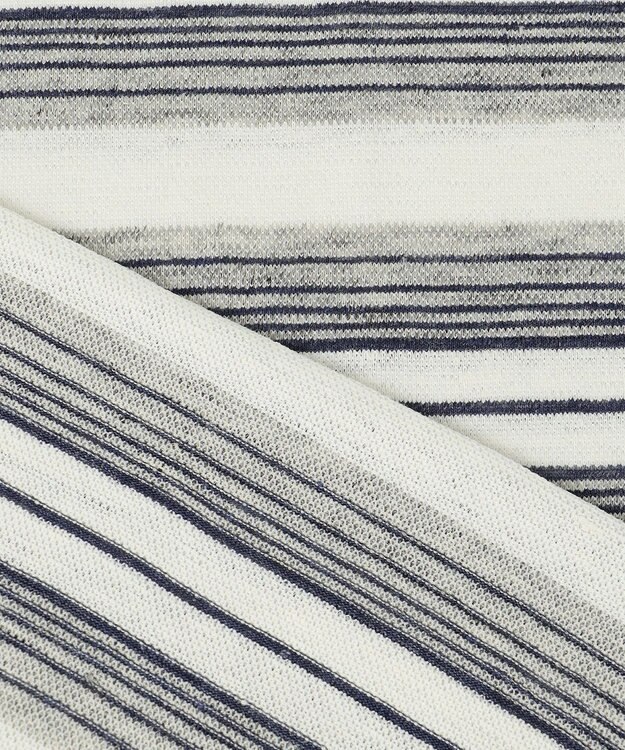 JOSEPH ABBOUD 【吸水速乾】リネンマルチボーダー Tシャツ ホワイト系2