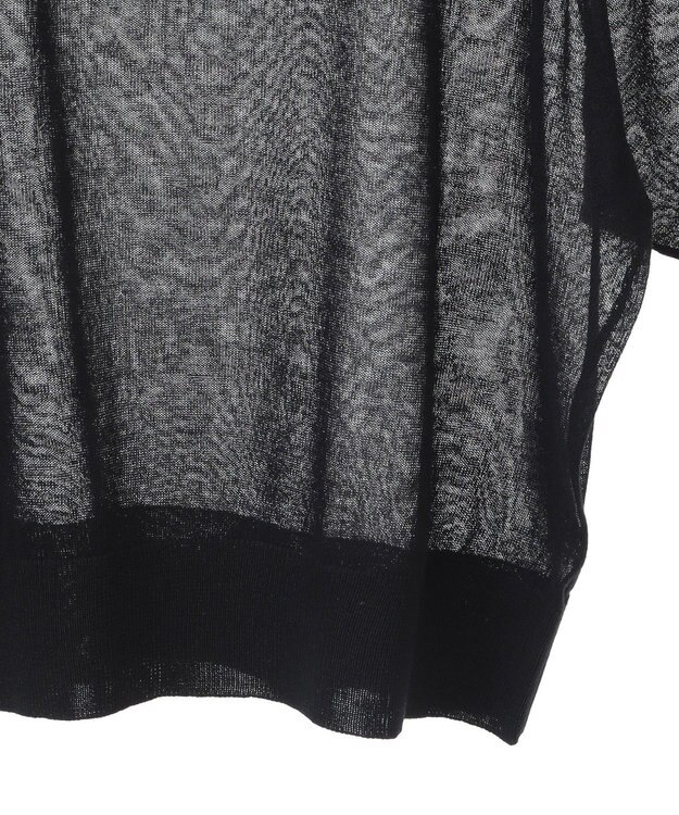 AMERICAN HOLIC ウォッシャブルシアーニット半袖ポロシャツ Black