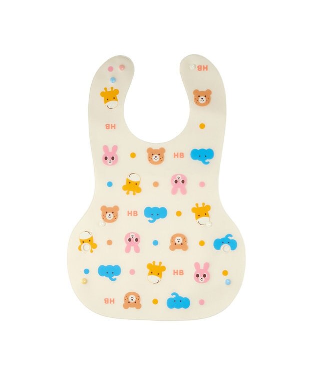 MIKI HOUSE HOT BISCUITS 総柄 お食事スタイ アイボリー