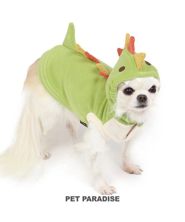 PET PARADISE ペットパラダイス フリース パーカー 《恐竜》小型犬 黄緑