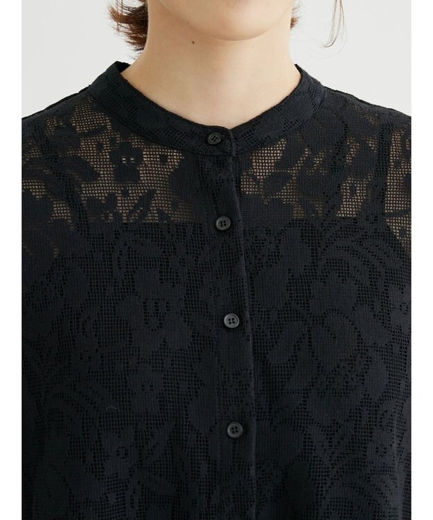 Green Parks ・ＥＬＥＮＣＡＲＥ　ＤＵＥ　バンドカラーレースシャツ Black