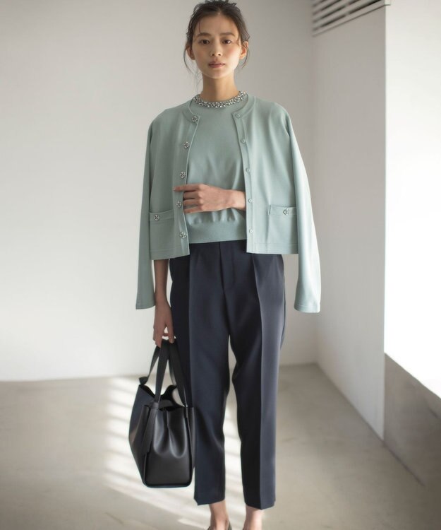 組曲 【WEB限定】ビジューニット ジャケット ミントグリーン系