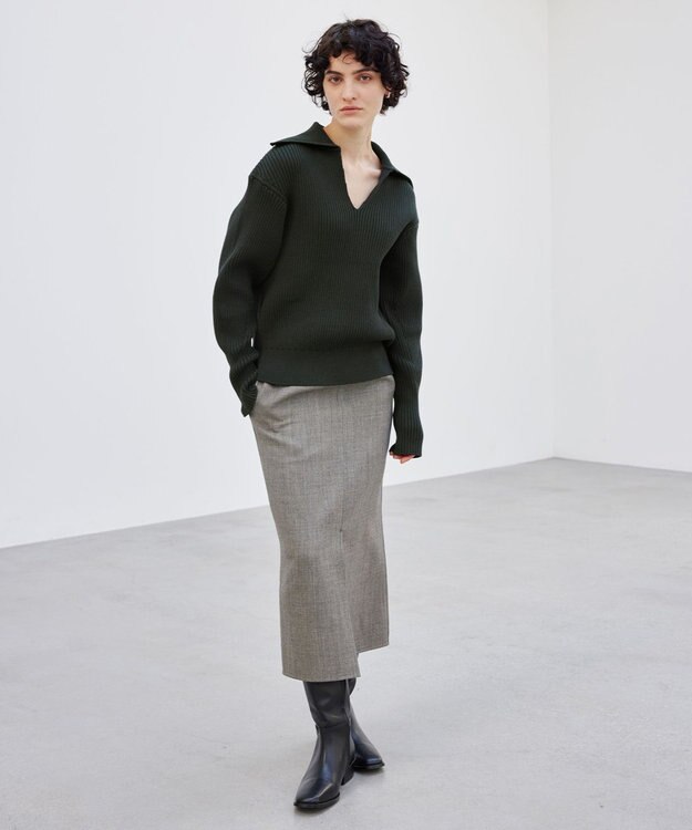 BEIGE， GRANET / ウールリバーIラインスカート Taupe×Ecru