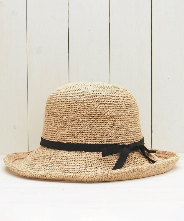 石田製帽  ラフィア糸入りかぎ編み ソフトハットセーラ ナチュラル