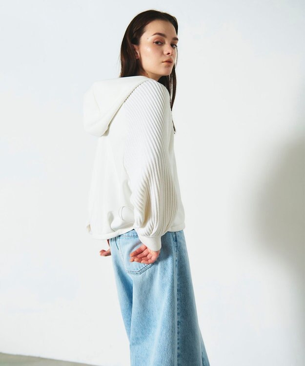 GRACE CONTINENTAL ニットコンビパーカー ホワイト