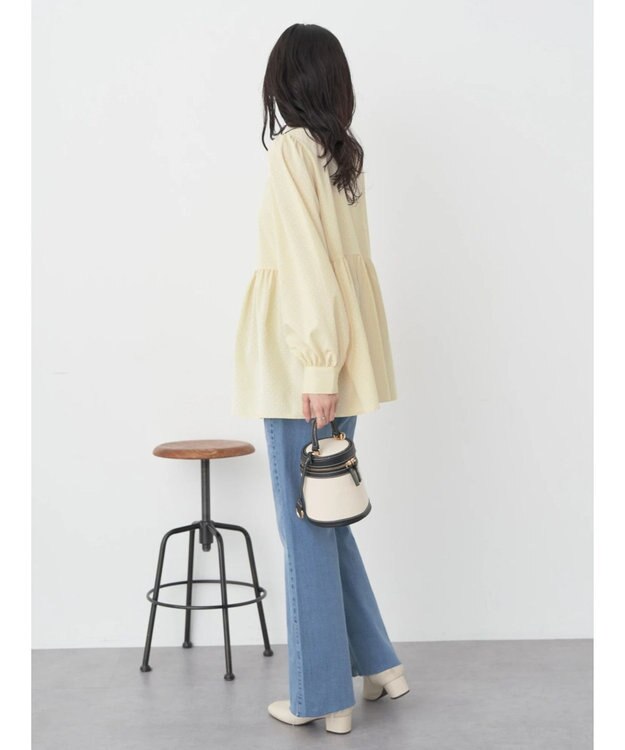 earth music&ecology リボン付き切り替えギャザーシャツチュニック Yellow